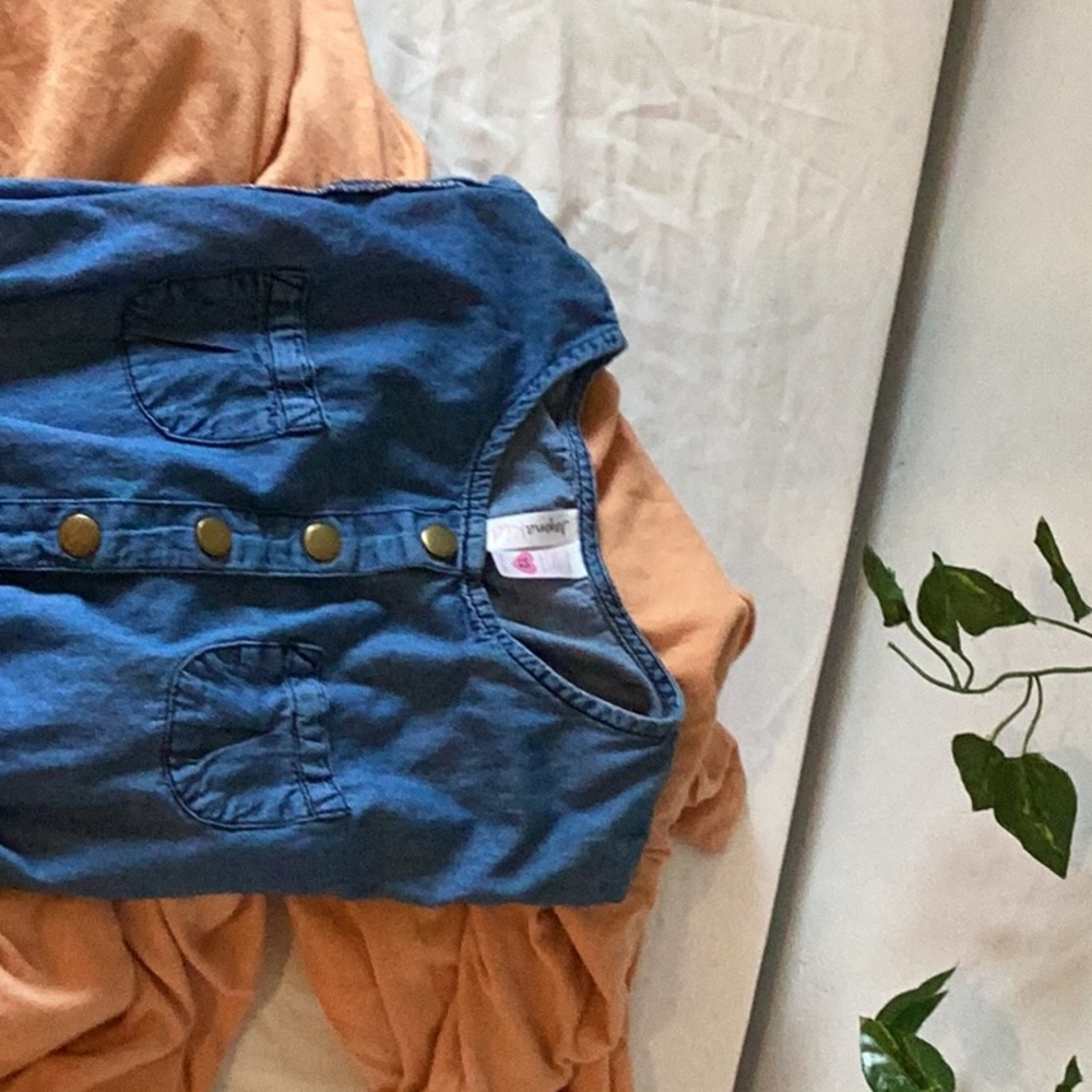 Blue cotton jumpsuit with a denim looking fabric, a size 12 for girls